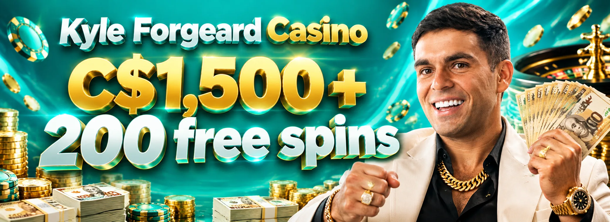Kyle Forgeard Casino — Welcome match: 100% up to C$1,500 with 200 free spins — C$1,500 + 200 FS